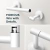 imageFORIOUS Matte Black Toilet Paper Holder Wall Mount SUS304 Stainless Steel Double Post Pivoting Tissue Roll Holder and Hand Towel Ring Set for Bathroom RV Bathroom Hardware Accessories SetWhite
