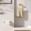 imageFORIOUS Matte Black Toilet Paper Holder Wall Mount SUS304 Stainless Steel Double Post Pivoting Tissue Roll Holder and Hand Towel Ring Set for Bathroom RV Bathroom Hardware Accessories SetBrushed Gold