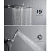 imageFORIOUS Rain Shower Head System 10 Inch Shower Faucet Set with with handheld combo Solid Brass Pressure Balanced Valve and Trim Kit Fixtures Wall Mounted Brushed Nickel Matte Black 12 inchStainless Steel