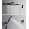 imageFORIOUS Rain Shower Head System 10 Inch Shower Faucet Set with with handheld combo Solid Brass Pressure Balanced Valve and Trim Kit Fixtures Wall Mounted Brushed Nickel Matte Black 12 inchMatte Black
