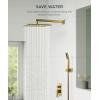 imageFORIOUS Rain Shower Head System 10 Inch Shower Faucet Set with with handheld combo Solid Brass Pressure Balanced Valve and Trim Kit Fixtures Wall Mounted Brushed Nickel Matte Black 12 inchBrushed Gold