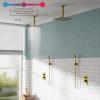 imageFORIOUS Shower Head System 10 Inch Rain Shower Faucet Set with Handheld Spray Combo Roughin Valve Solid Brass Pressure Balanced Valve Trim Kit Ceiling Mount Brushed GoldBrushed Gold