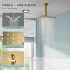 imageFORIOUS Shower Head System 10 Inch Rain Shower Faucet Set with Handheld Spray Combo Roughin Valve Solid Brass Pressure Balanced Valve Trim Kit Ceiling Mount Brushed GoldBrushed Gold