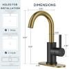 imageFORIOUS Single Handle Bathroom Sink Faucet 1 or 3 Hole Brushed Nickle 360 Swivel Gooseneck Spout LeadFree with cUPC Hose and Metal Pop Up Drain Suitable for Bar Kitchen RV VanityBlackGold