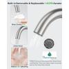 imageFORIOUS Single Handle Bathroom Sink Faucet 1 or 3 Hole Brushed Nickle 360 Swivel Gooseneck Spout LeadFree with cUPC Hose and Metal Pop Up Drain Suitable for Bar Kitchen RV VanityStainless Steel