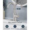 imageFORIOUS Single Handle Bathroom Sink Faucet 1 or 3 Hole Brushed Nickle 360 Swivel Gooseneck Spout LeadFree with cUPC Hose and Metal Pop Up Drain Suitable for Bar Kitchen RV VanityStainless Steel
