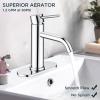 imageFORIOUS Single Hole Bathroom Faucets 1 Handle Chrome Bathroom Sink Faucet with Metal Pop up Drain and Supply Hose Suitable for Vanity Lavatory Restroom RemodelChrome