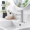 imageFORIOUS Single Hole Bathroom Faucets 1 Handle Chrome Bathroom Sink Faucet with Metal Pop up Drain and Supply Hose Suitable for Vanity Lavatory Restroom RemodelChrome