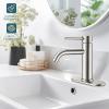 imageFORIOUS Single Hole Bathroom Faucets 1 Handle Chrome Bathroom Sink Faucet with Metal Pop up Drain and Supply Hose Suitable for Vanity Lavatory Restroom RemodelStainless Steel