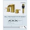 imageFORIOUS Square Brushed Gold Bathroom Faucets 3 Hole Waterfall 8 Inch Widespread Bathroom Sink Faucet with Metal Popup Drain and Supply Lines Two Handles for Vanity Lavatory RestroomBrushed Gold