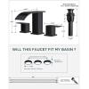 imageFORIOUS Square Matte Black Bathroom Faucets 3 Hole Waterfall 8 Inch Widespread Bathroom Sink Faucet with Metal Popup Drain and Supply Lines Two Handles for Vanity RV FarmhouseMatte Black