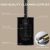 imageFORIOUS Toilet Brush and Holder Set 304 Stainless Steel Heavy Duty Base and Handle for Bathroom Deep Cleaning Toilet Bowl Cleaners Brush with Holder Space Saving for Storage Matte BlackMatte Black