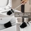 imageFORIOUS Toilet Brush and Holder Set 304 Stainless Steel Heavy Duty Base and Handle for Bathroom Deep Cleaning Toilet Bowl Cleaners Brush with Holder Space Saving for Storage Matte BlackStainless Steel