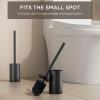imageFORIOUS Toilet Brush and Holder Set 304 Stainless Steel Heavy Duty Base and Handle for Bathroom Deep Cleaning Toilet Bowl Cleaners Brush with Holder Space Saving for Storage Matte BlackMatte Black