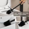 imageFORIOUS Toilet Brush and Holder Set 304 Stainless Steel Heavy Duty Base and Handle for Bathroom Deep Cleaning Toilet Bowl Cleaners Brush with Holder Space Saving for Storage Matte BlackMatte Black