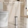 imageFORIOUS Toilet Brush and Holder Set Brushed Nickel 304 Stainless Steel Long Handle and Heavy Duty Base for Bathroom Deep Cleaning DripProof Space Saving for Storage 2 Toilet Bowl Brush HeadStainless Steel
