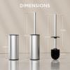 imageFORIOUS Toilet Brush and Holder Set Brushed Nickel 304 Stainless Steel Long Handle and Heavy Duty Base for Bathroom Deep Cleaning DripProof Space Saving for Storage 2 Toilet Bowl Brush HeadStainless Steel