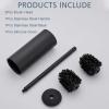 imageFORIOUS Toilet Brush and Holder Set Brushed Nickel 304 Stainless Steel Long Handle and Heavy Duty Base for Bathroom Deep Cleaning DripProof Space Saving for Storage 2 Toilet Bowl Brush HeadMatte Black