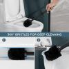 imageFORIOUS Toilet Brush and Holder Set Brushed Nickel 304 Stainless Steel Long Handle and Heavy Duty Base for Bathroom Deep Cleaning DripProof Space Saving for Storage 2 Toilet Bowl Brush HeadMatte Black