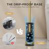 imageFORIOUS Toilet Brush and Holder Set Brushed Nickel 304 Stainless Steel Long Handle and Heavy Duty Base for Bathroom Deep Cleaning DripProof Space Saving for Storage 2 Toilet Bowl Brush HeadDark Gold