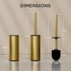 imageFORIOUS Toilet Brush and Holder Set Brushed Nickel 304 Stainless Steel Long Handle and Heavy Duty Base for Bathroom Deep Cleaning DripProof Space Saving for Storage 2 Toilet Bowl Brush HeadDark Gold