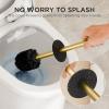 imageFORIOUS Toilet Brush and Holder Set Heavy Duty 304 Stainless Steel Base Square and Long Handle for Bathroom Deep Cleaning DripProof Space Saving for Storage 2 Toilet Bowl Brush Head BlackDark Gold