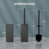 imageFORIOUS Toilet Brush and Holder Set Heavy Duty 304 Stainless Steel Base Square and Long Handle for Bathroom Deep Cleaning DripProof Space Saving for Storage 2 Toilet Bowl Brush Head BlackMatte Black