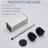 imageFORIOUS Toilet Brush and Holder Set Heavy Duty 304 Stainless Steel Base Square and Long Handle for Bathroom Deep Cleaning DripProof Space Saving for Storage 2 Toilet Bowl Brush Head BlackStainless Steel