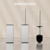 imageFORIOUS Toilet Brush and Holder Set Heavy Duty 304 Stainless Steel Base Square and Long Handle for Bathroom Deep Cleaning DripProof Space Saving for Storage 2 Toilet Bowl Brush Head BlackStainless Steel