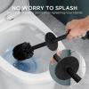 imageFORIOUS Toilet Brush and Holder Set Heavy Duty 304 Stainless Steel Base Square and Long Handle for Bathroom Deep Cleaning DripProof Space Saving for Storage 2 Toilet Bowl Brush Head BlackMatte Black
