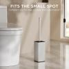 imageFORIOUS Toilet Brush and Holder Set Heavy Duty 304 Stainless Steel Base Square and Long Handle for Bathroom Deep Cleaning DripProof Space Saving for Storage 2 Toilet Bowl Brush Head BlackStainless Steel