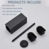 imageFORIOUS Toilet Brush and Holder Set Heavy Duty 304 Stainless Steel Base Square and Long Handle for Bathroom Deep Cleaning DripProof Space Saving for Storage 2 Toilet Bowl Brush Head BlackMatte Black