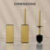 imageFORIOUS Toilet Brush and Holder Set Heavy Duty 304 Stainless Steel Base Square and Long Handle for Bathroom Deep Cleaning DripProof Space Saving for Storage 2 Toilet Bowl Brush Head BlackDark Gold