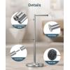imageFORIOUS Toilet Paper Holder Stand Adjustable Stainless Steel Freestanding Toilet Paper Holder with Storage Bathroom Tissue Roll Stand Storage for 4 Rolls Matte BlackStainless Steel