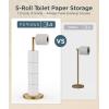 imageFORIOUS Toilet Paper Holder Stand Adjustable Stainless Steel Freestanding Toilet Paper Holder with Storage Bathroom Tissue Roll Stand Storage for 4 Rolls Matte BlackBrushed Gold