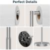 imageFORIOUS Toilet Paper Holder Stand Adjustable Stainless Steel Freestanding Toilet Paper Holder with Storage Bathroom Tissue Roll Stand Storage for 4 Rolls Matte BlackStainless Steel