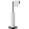 imageFORIOUS Toilet Paper Holder Stand Adjustable Stainless Steel Freestanding Toilet Paper Holder with Storage Bathroom Tissue Roll Stand Storage for 4 Rolls Matte BlackMatte Black