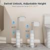 imageFORIOUS Toilet Paper Holder Stand Adjustable Stainless Steel Freestanding Toilet Paper Holder with Storage Bathroom Tissue Roll Stand Storage for 4 Rolls Matte BlackStainless Steel