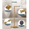imageFORIOUS Toilet Paper Holder Stand Adjustable Stainless Steel Freestanding Toilet Paper Holder with Storage Bathroom Tissue Roll Stand Storage for 4 Rolls Matte BlackBrushed Gold