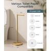 imageFORIOUS Toilet Paper Holder Stand Modern Freestanding Tissue Roll Holder for Bathroom Durable SUS 304 Stainless Steel and Weighted Base Toilet Paper Stand Storage for 4 Rolls Brushed GoldBrushed Gold