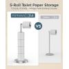 imageFORIOUS Toilet Paper Holder Stand Modern Freestanding Tissue Roll Holder for Bathroom Durable SUS 304 Stainless Steel and Weighted Base Toilet Paper Stand Storage for 4 Rolls Brushed GoldStainless Steel