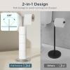 imageFORIOUS Toilet Paper Holder Stand Modern Freestanding Tissue Roll Holder for Bathroom Durable SUS 304 Stainless Steel and Weighted Base Toilet Paper Stand Storage for 4 Rolls Brushed GoldStainless Steel