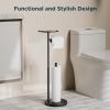 imageFORIOUS Toilet Paper Holder Stand with Shelf Adjustable Height Freestanding Toilet Paper Stand with Storage SUS 304 Stainless Steel and Weighted Base Tissue Roll Holder for Bathroom Matte Black