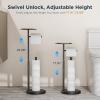 imageFORIOUS Toilet Paper Holder Stand with Shelf Adjustable Height Freestanding Toilet Paper Stand with Storage SUS 304 Stainless Steel and Weighted Base Tissue Roll Holder for Bathroom Matte Black