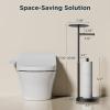 imageFORIOUS Toilet Paper Holder Stand with Shelf Adjustable Height Freestanding Toilet Paper Stand with Storage SUS 304 Stainless Steel and Weighted Base Tissue Roll Holder for Bathroom Matte Black
