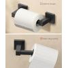 imageFORIOUS Toilet Paper Holder Wall Mount Stainless Steel Rustproof Double Post Pivoting Tissue Roll Holder for Bathroom Commercial Toilet Paper Dispenser Matte Black SquareMatte Black