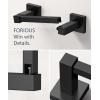 imageFORIOUS Toilet Paper Holder Wall Mount Stainless Steel Rustproof Double Post Pivoting Tissue Roll Holder for Bathroom Commercial Toilet Paper Dispenser Matte Black SquareMatte Black