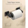 imageFORIOUS Toilet Paper Holder Wall Mount Stainless Steel Rustproof Double Post Pivoting Tissue Roll Holder for Bathroom Commercial Toilet Paper Dispenser Matte Black SquareMatte Black