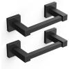 imageFORIOUS Toilet Paper Holder Wall Mount Stainless Steel Rustproof Double Post Pivoting Tissue Roll Holder for Bathroom Commercial Toilet Paper Dispenser Matte Black SquareMatte Black