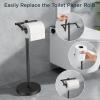 imageFORIOUS Toilet Paper Holder Wall Mount Stainless Steel Rustproof Double Post Pivoting Tissue Roll Holder for Bathroom Commercial Toilet Paper Dispenser Matte Black SquareMatte Black